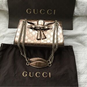 Gucci Metallic Rose Gold GG Tassel SHOULDER, CROSSBODY Bag 100% authentic